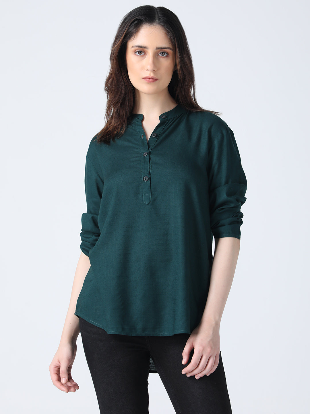 Stand Collar Top - Green