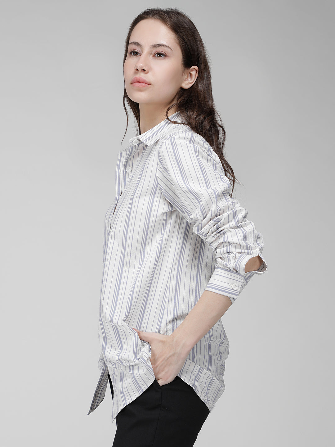 Striped crepe shirt