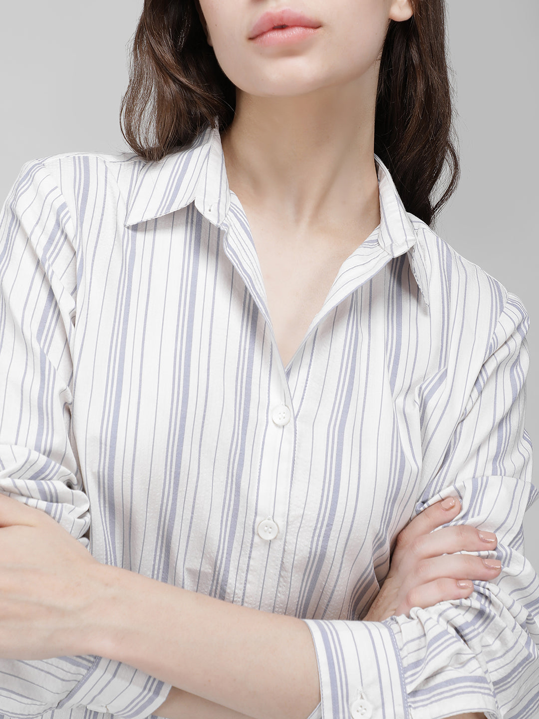 Striped crepe shirt