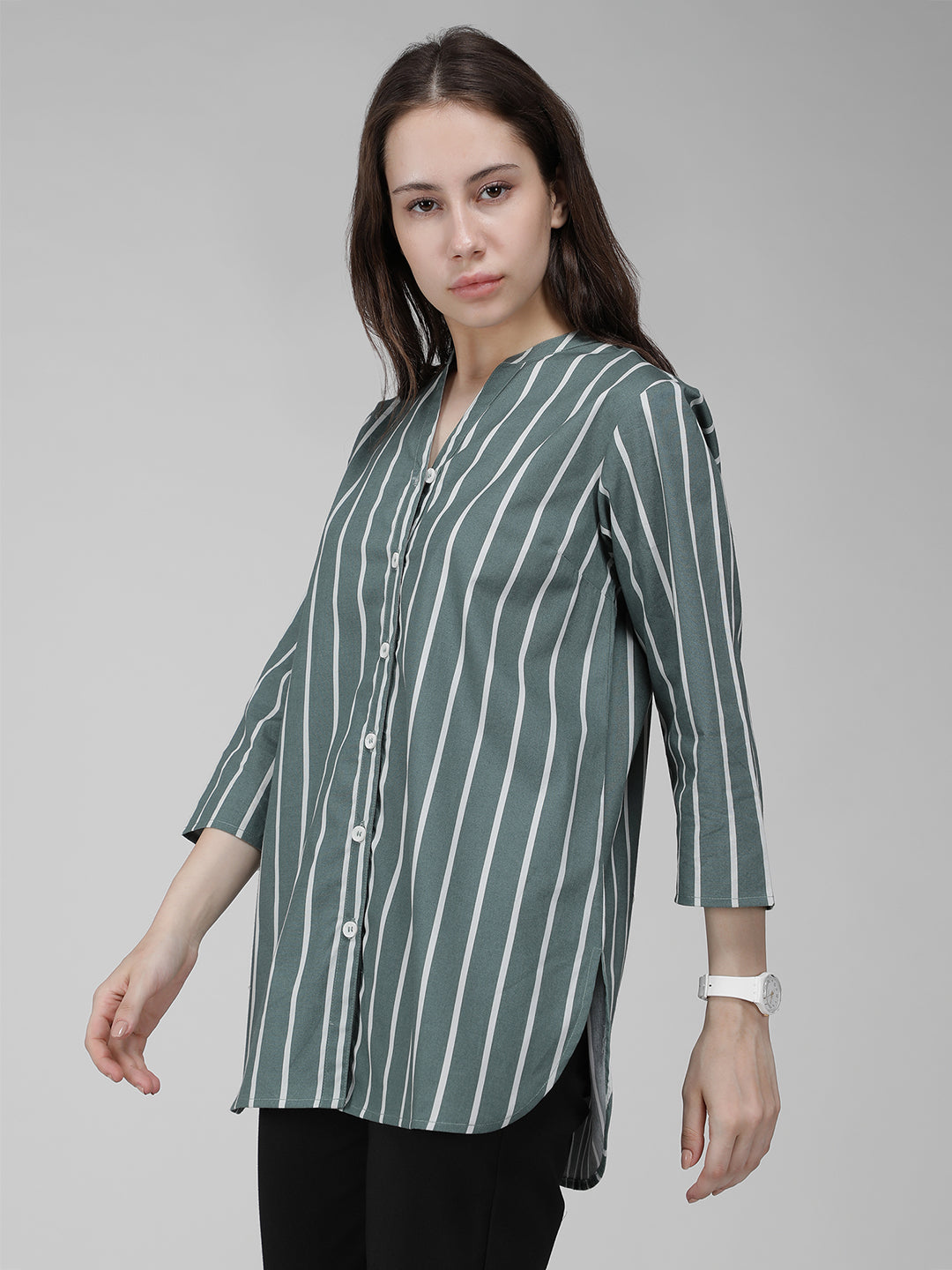 Green striped shirt