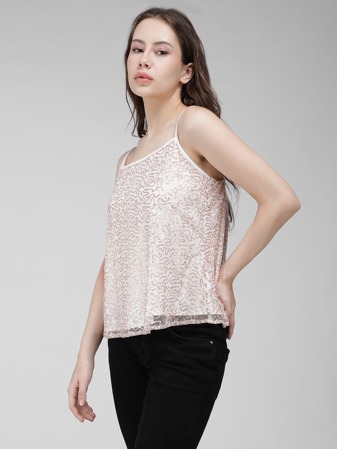 Cream sequin top