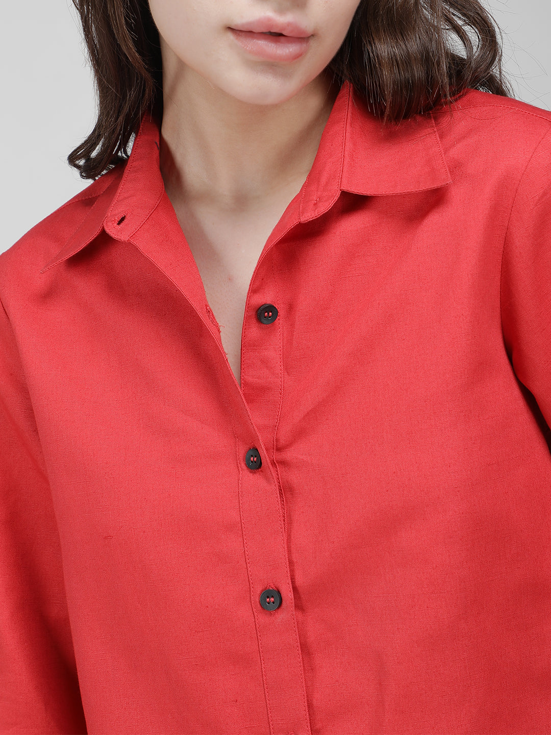 Red linen shirt