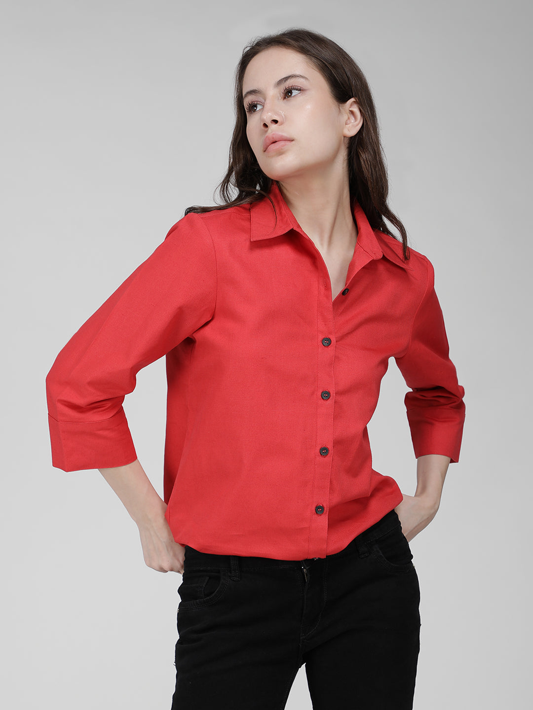 Red linen shirt