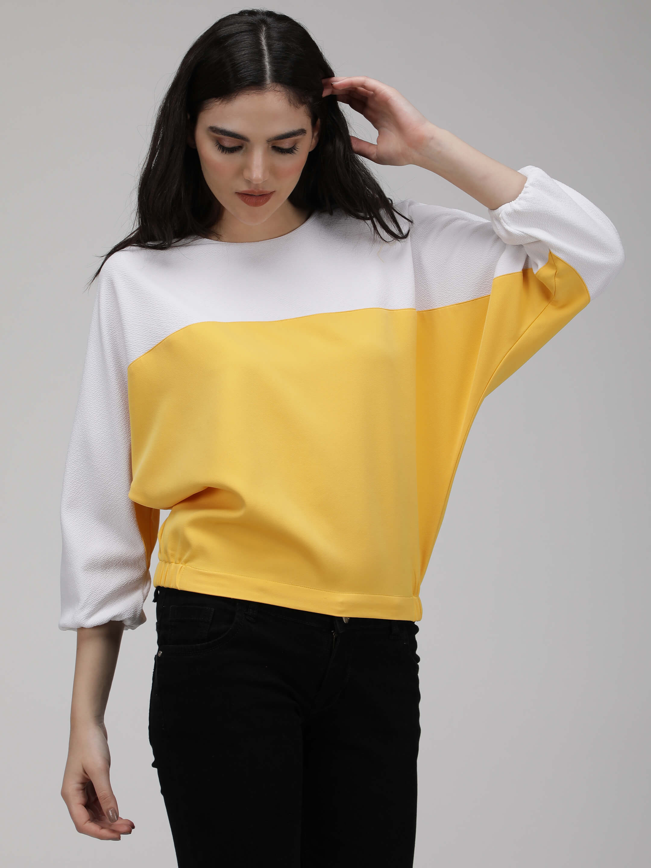 Yellow Colour-Block Top | IDK Couture – IDK® Couture