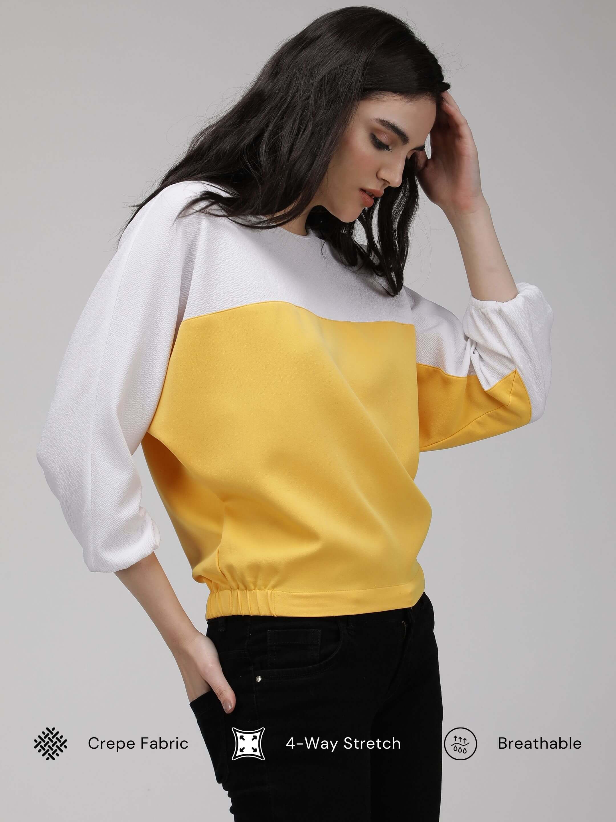 Yellow Colour-Block Top | IDK Couture – IDK® Couture