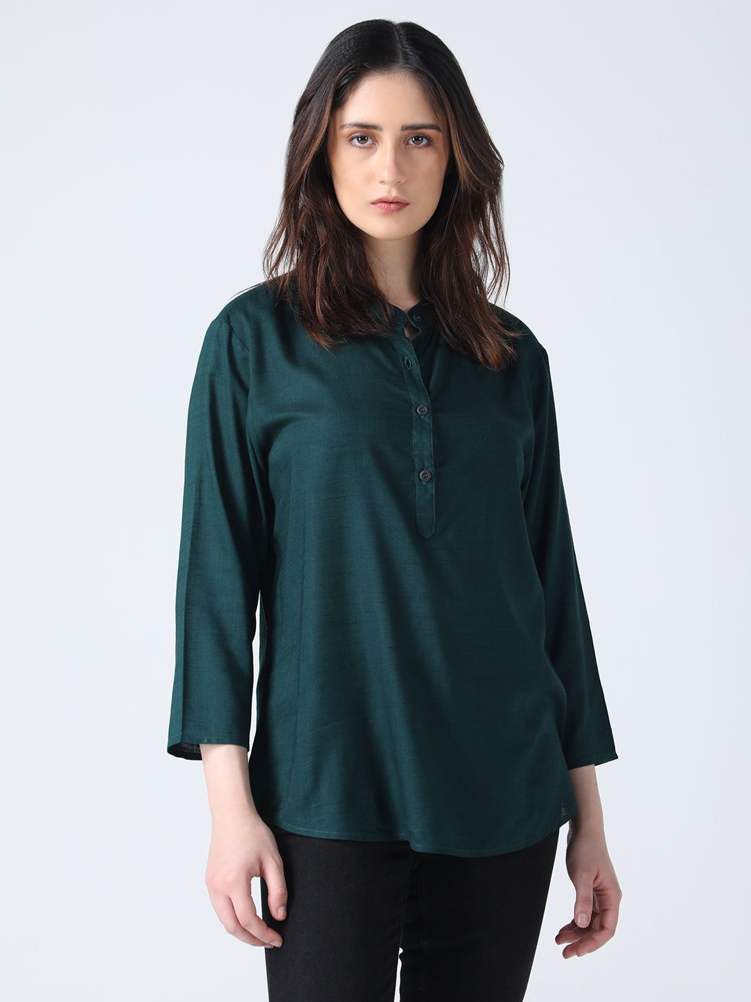 Stand Collar Top - Green