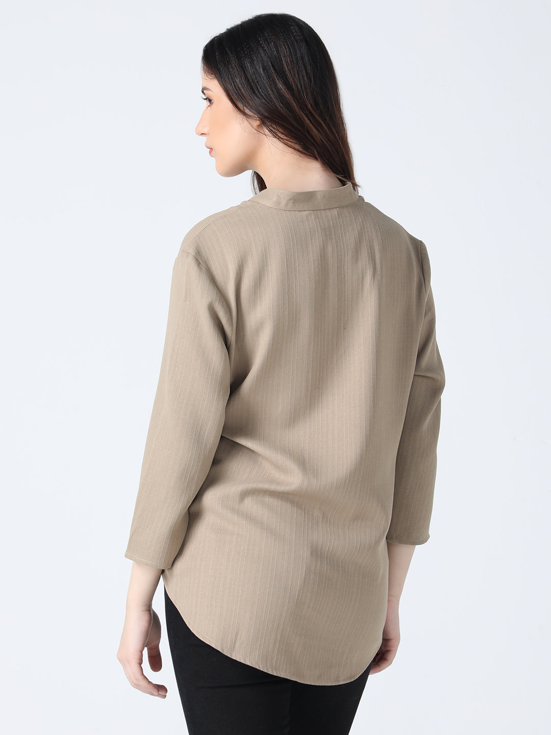 Stand Collar Top - Khaki