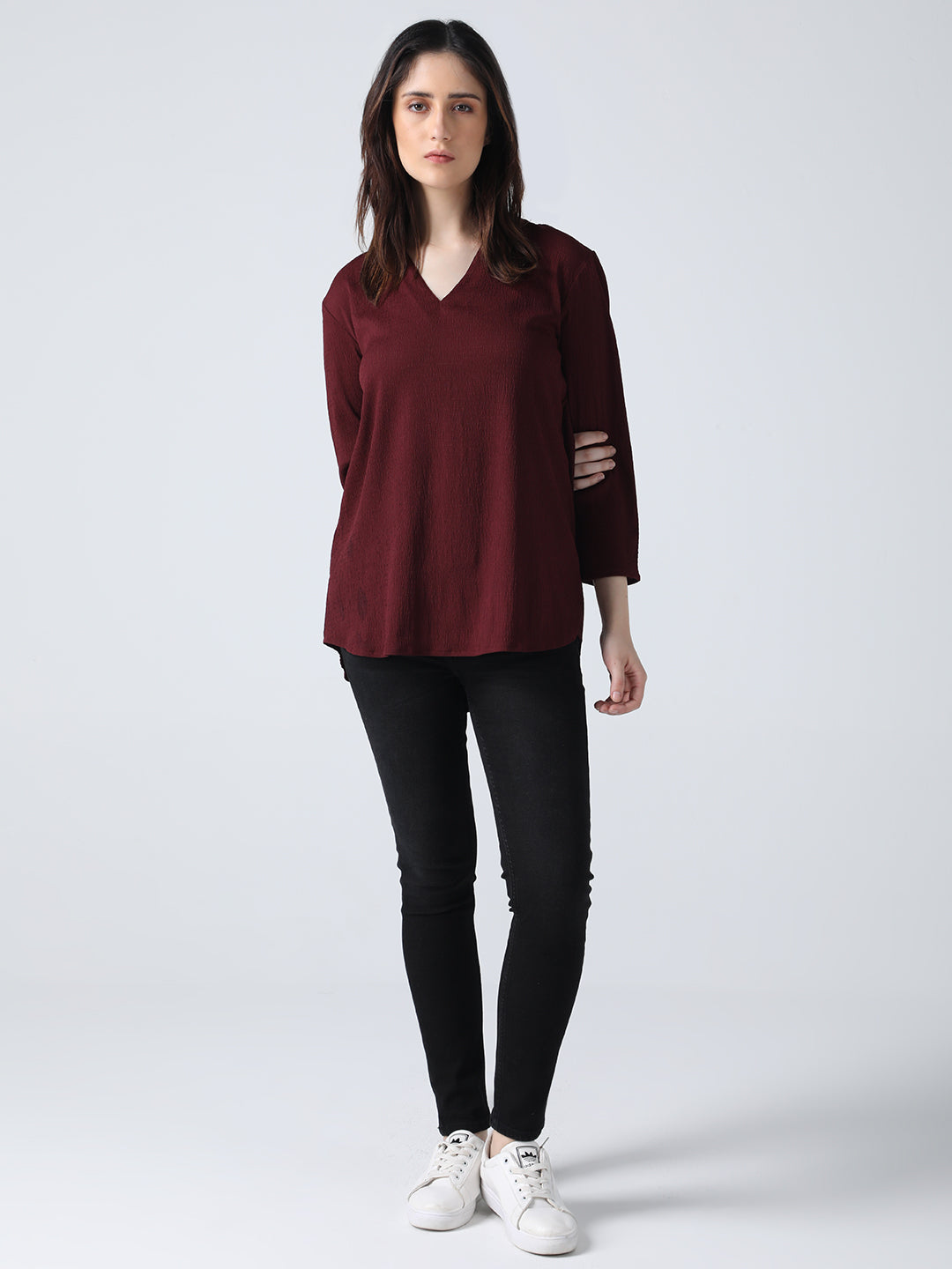 Maroon Crepe Top