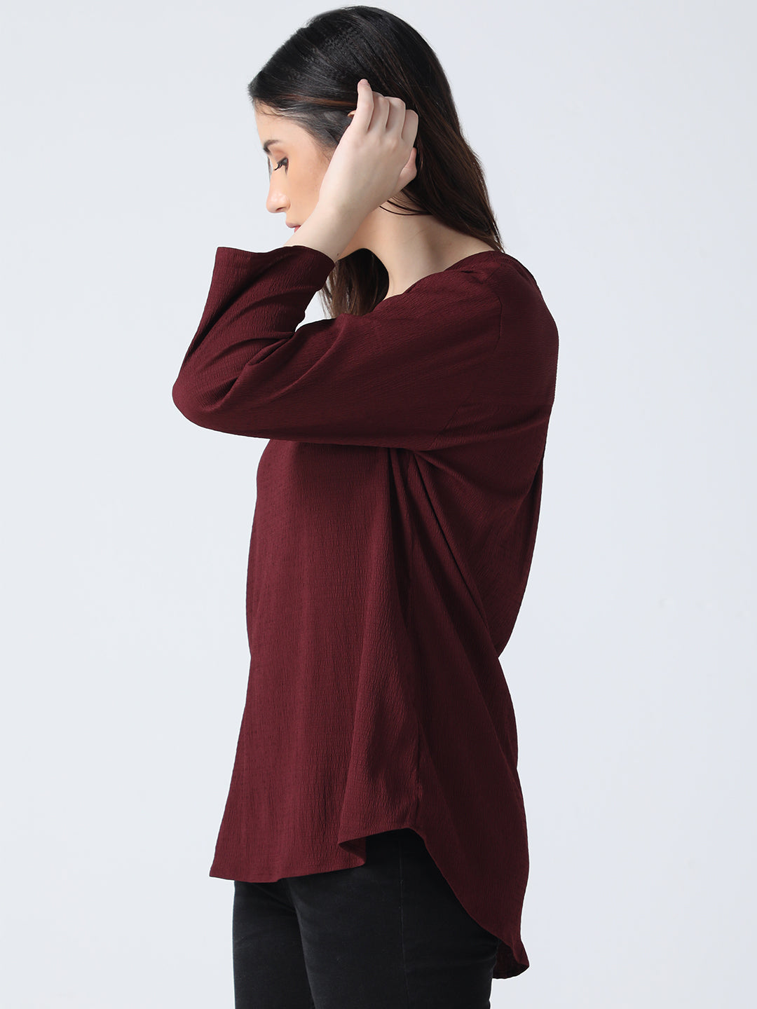 Maroon Crepe Top