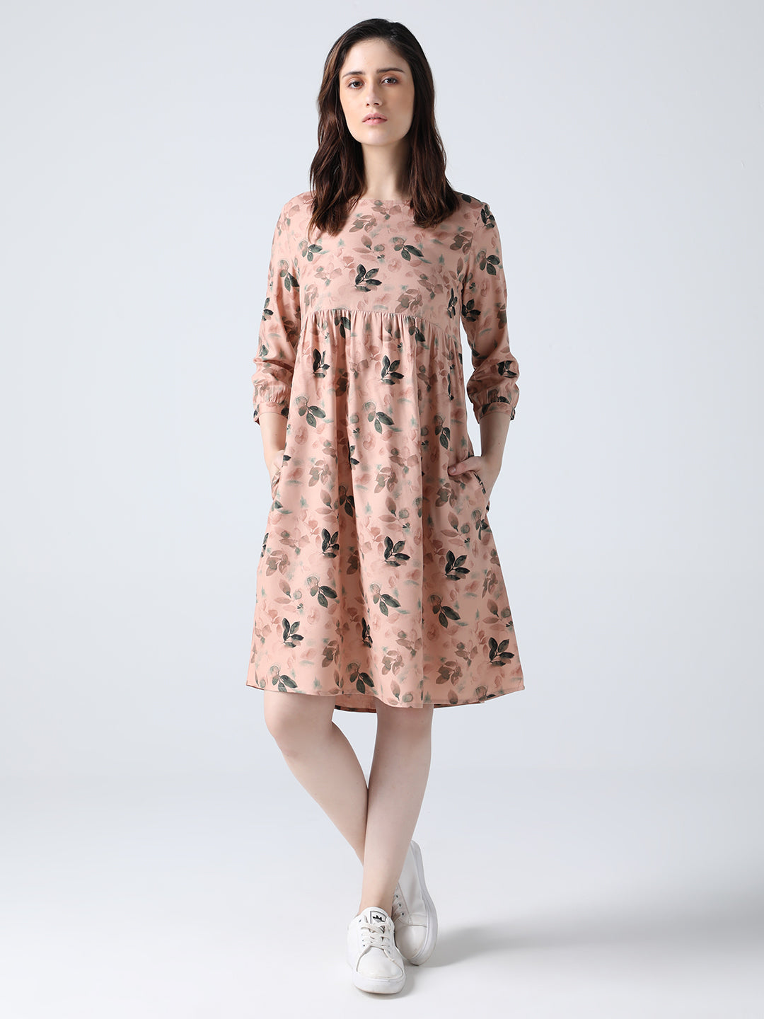 Beige floral dress