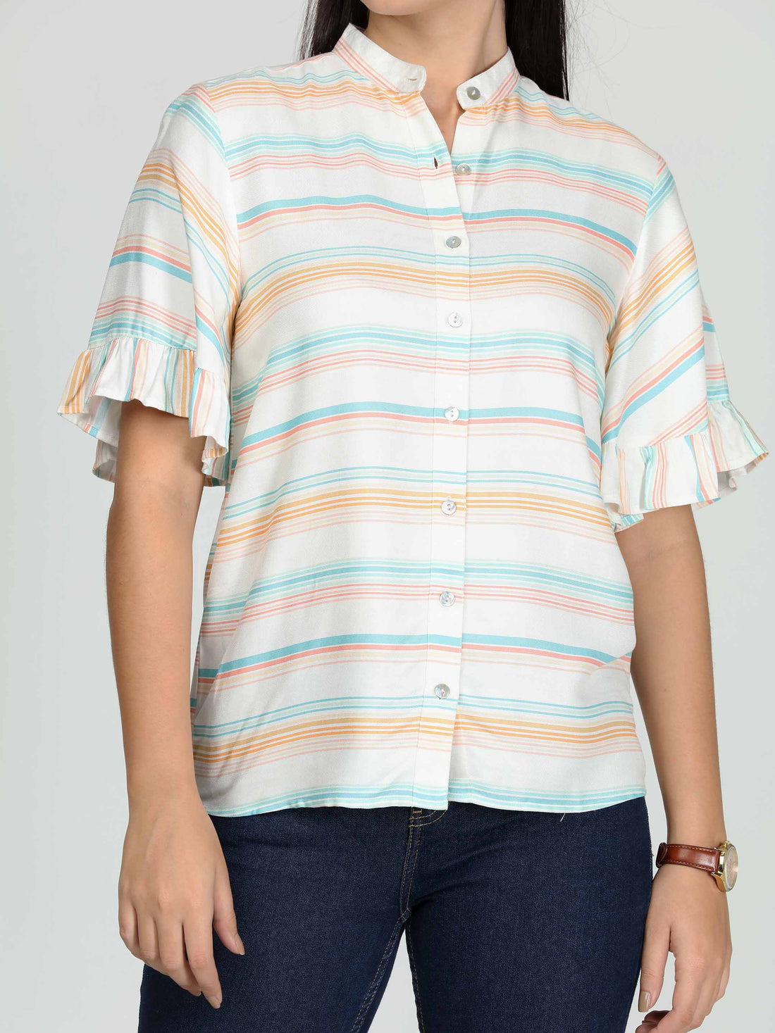 Bell Sleeve Striped Shirt