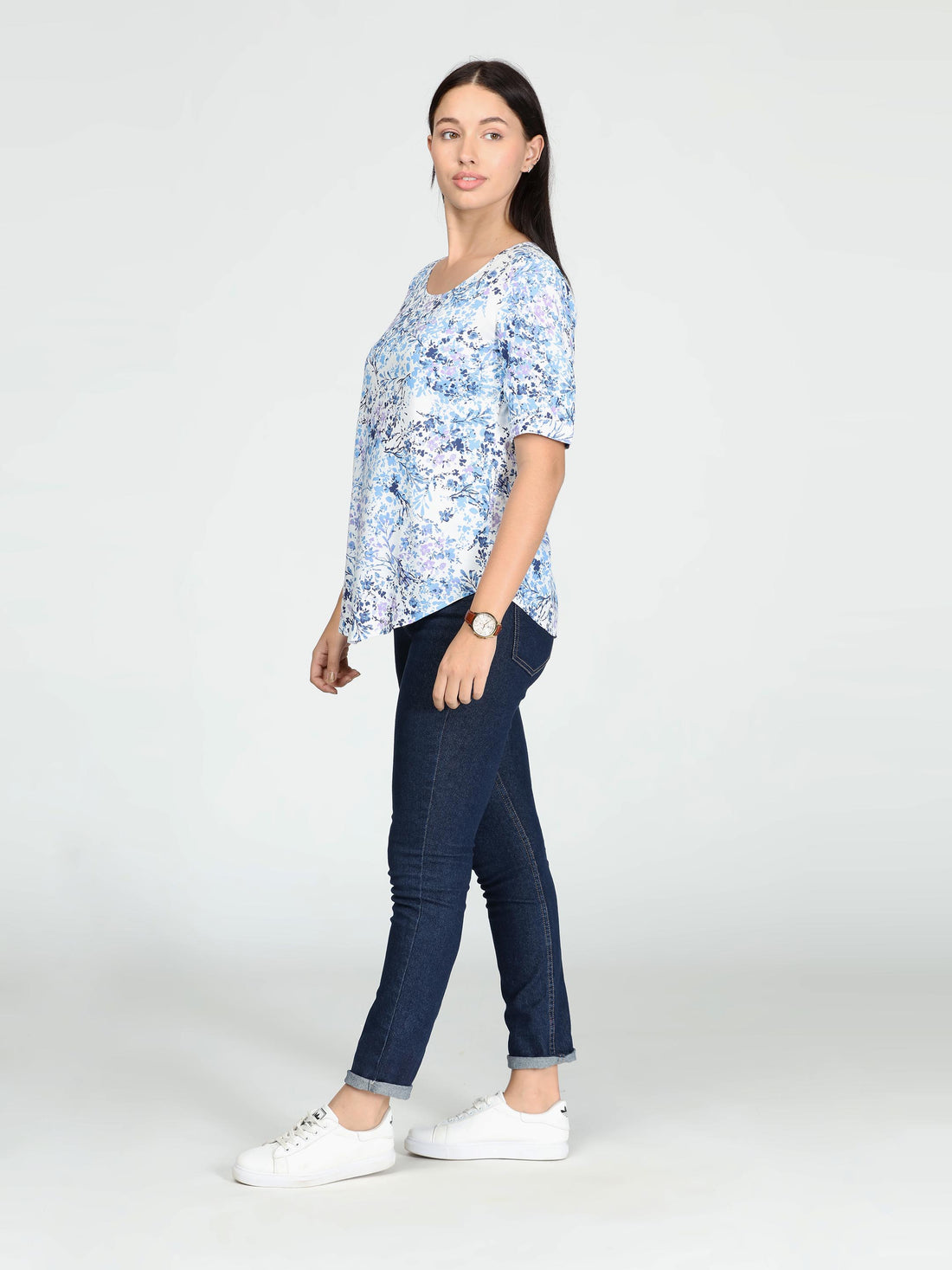 Blue Round neck Top