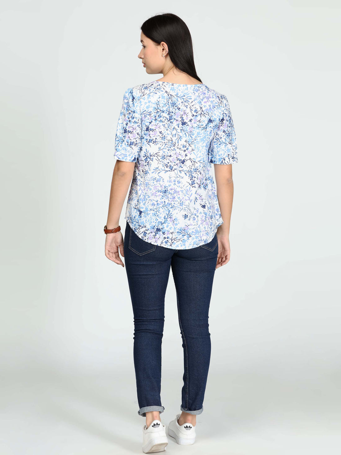 Blue Round neck Top