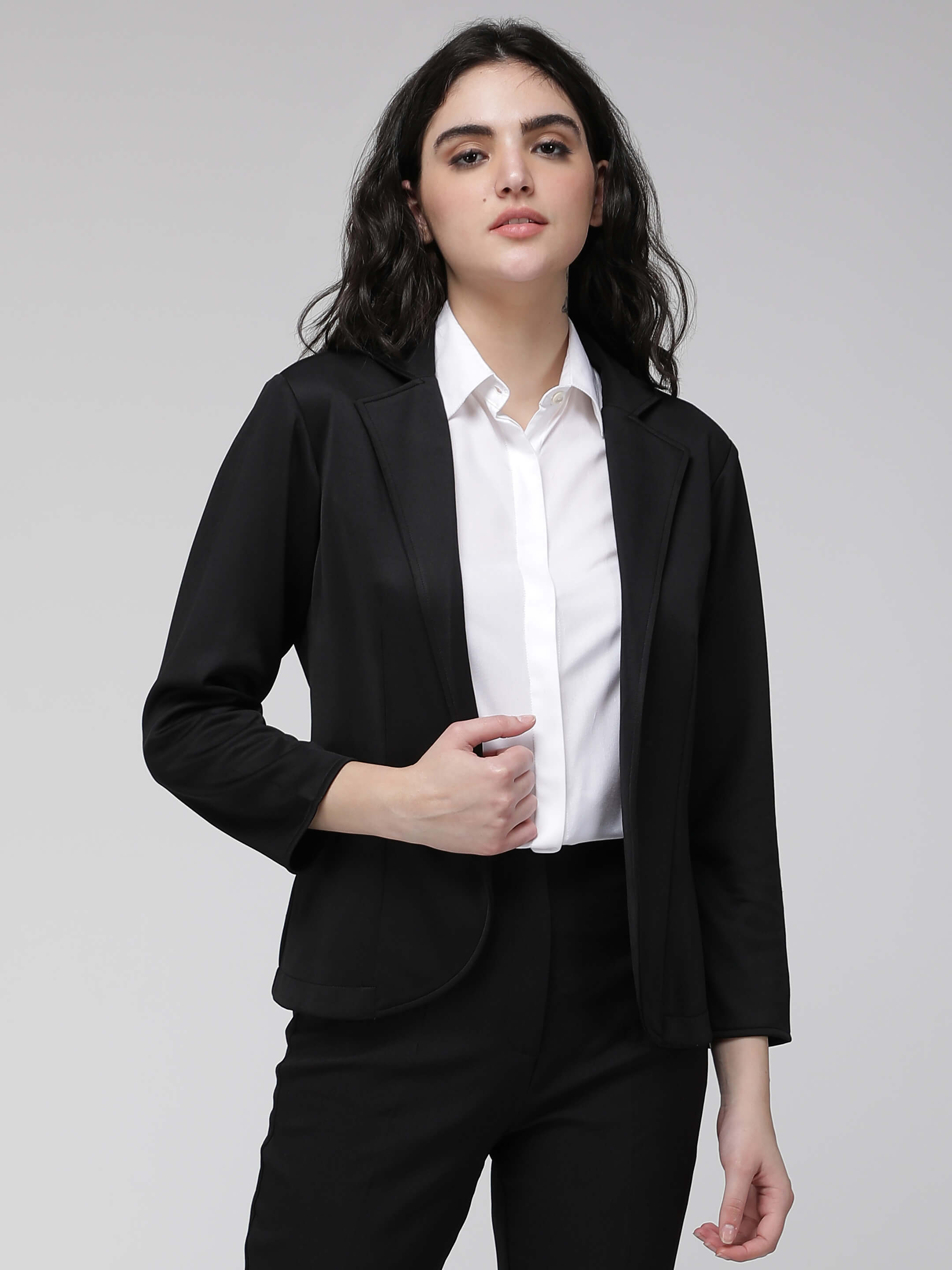 wybzd Women 3/4 Sleeve Blazer Casual Open Front Cardigan Jacket Business  Work Office Formal Blazer Black L - Walmart.com