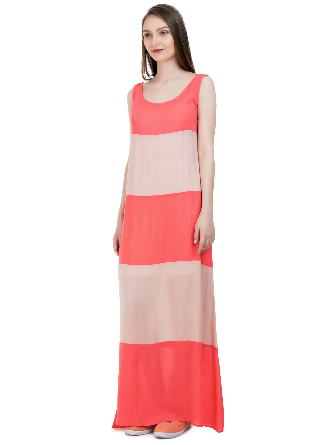 Coral colourblock dress