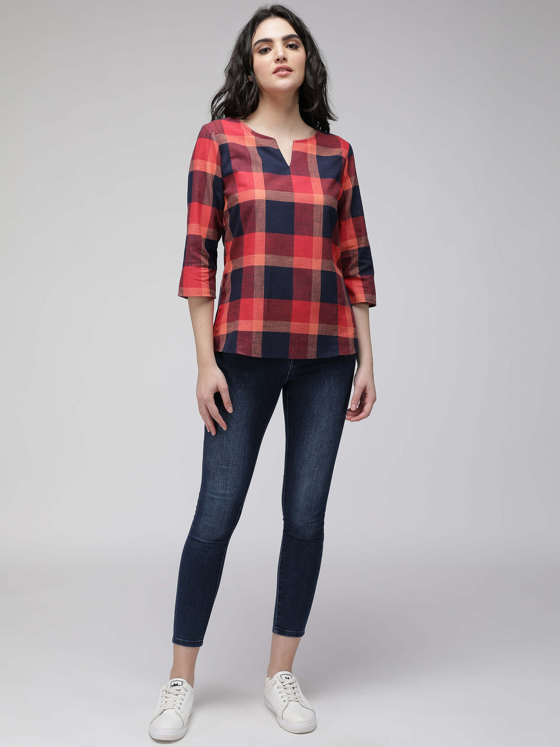 red checkered top