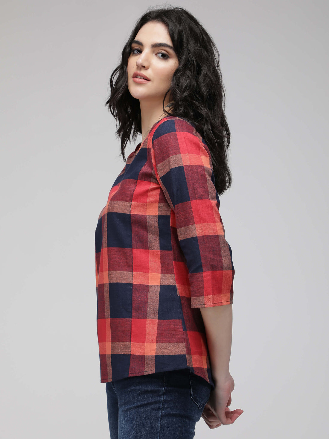 red checkered top