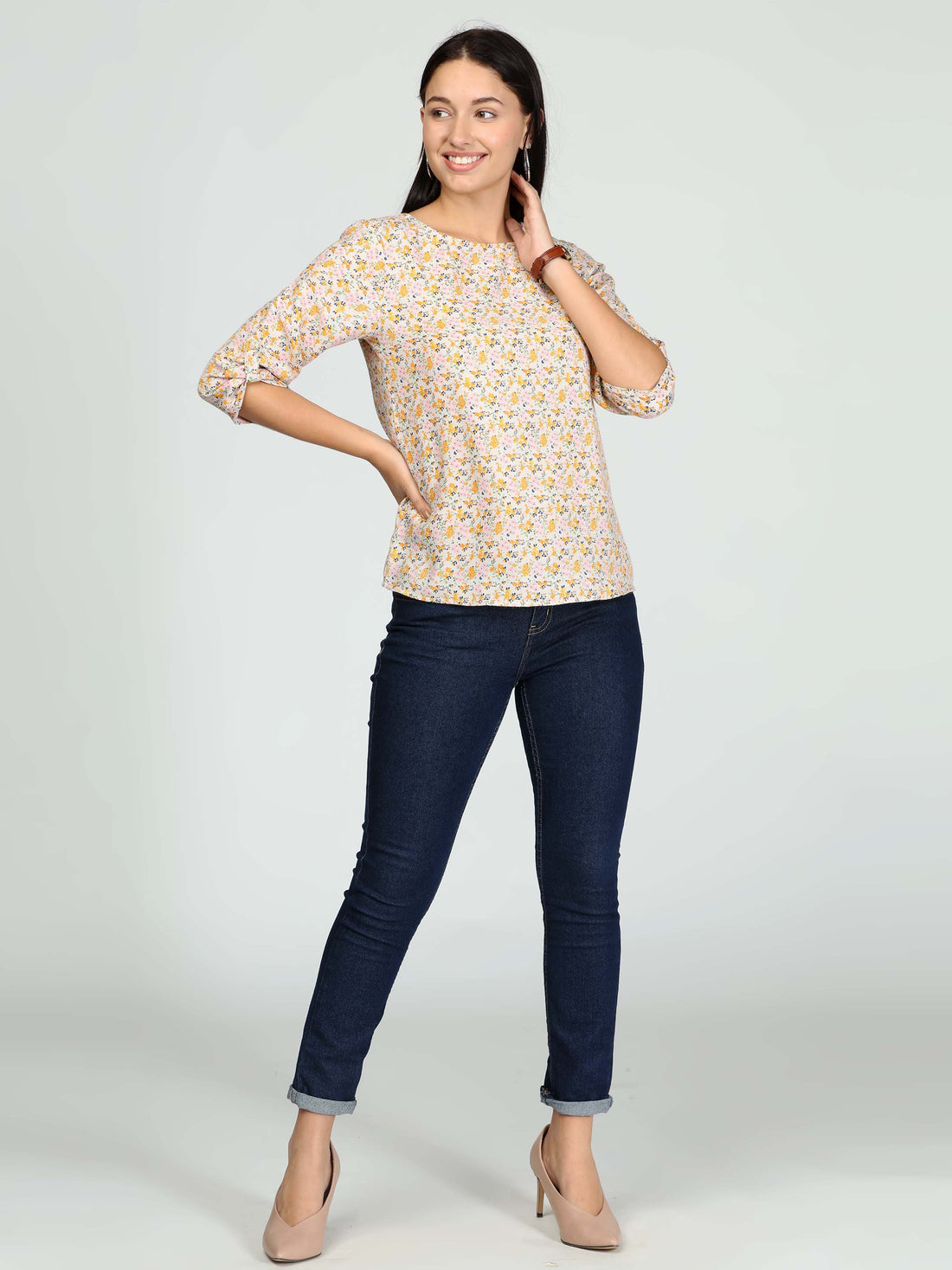 Cream Floral Top