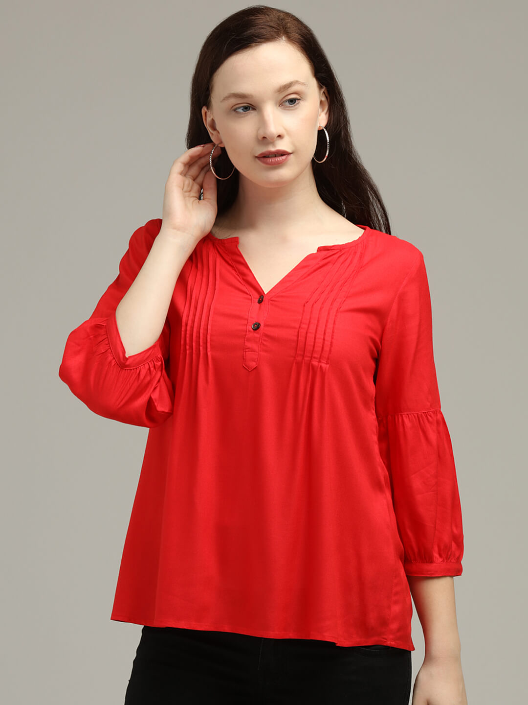 Red Pleated Top