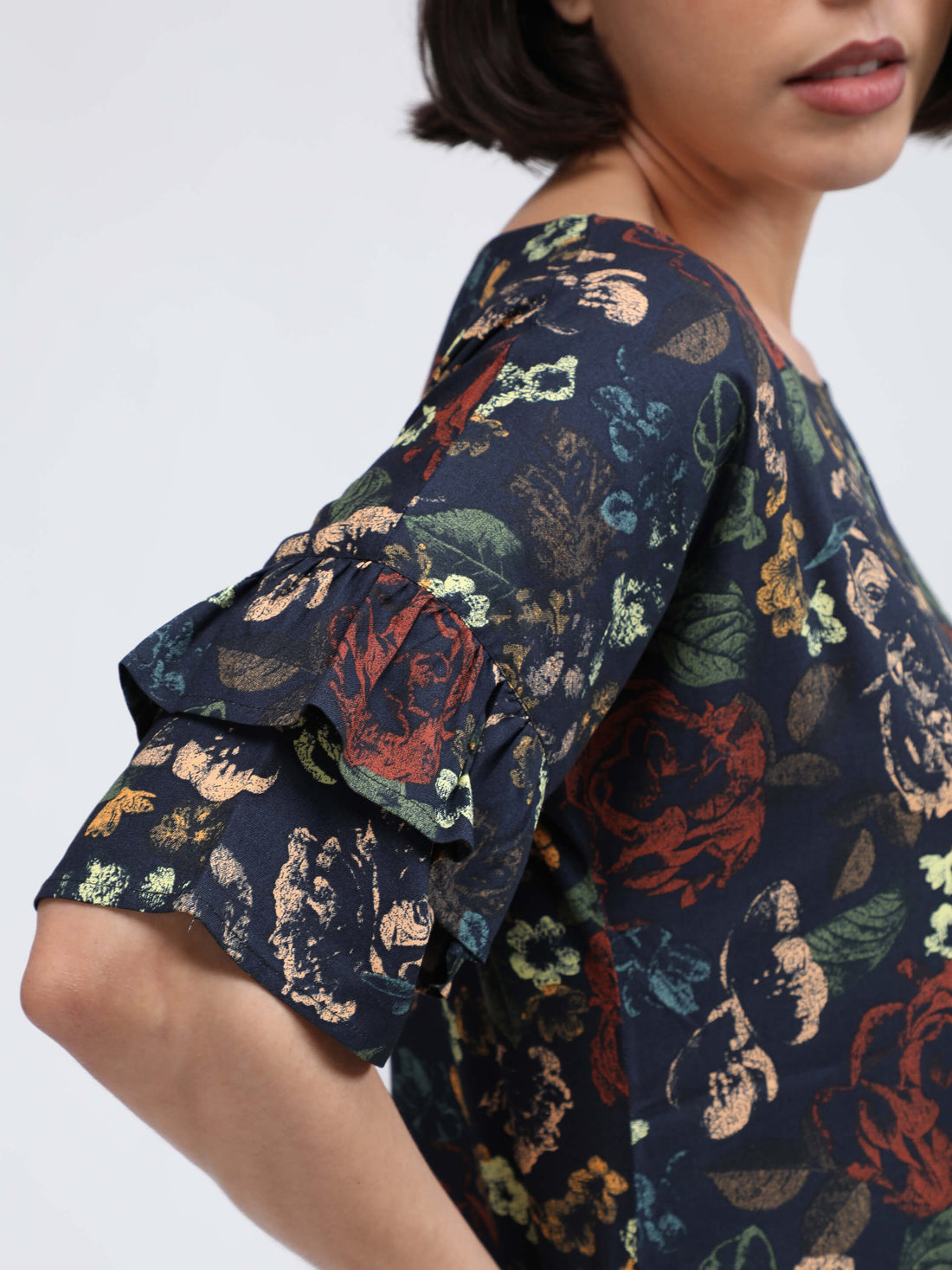 Black floral blouse