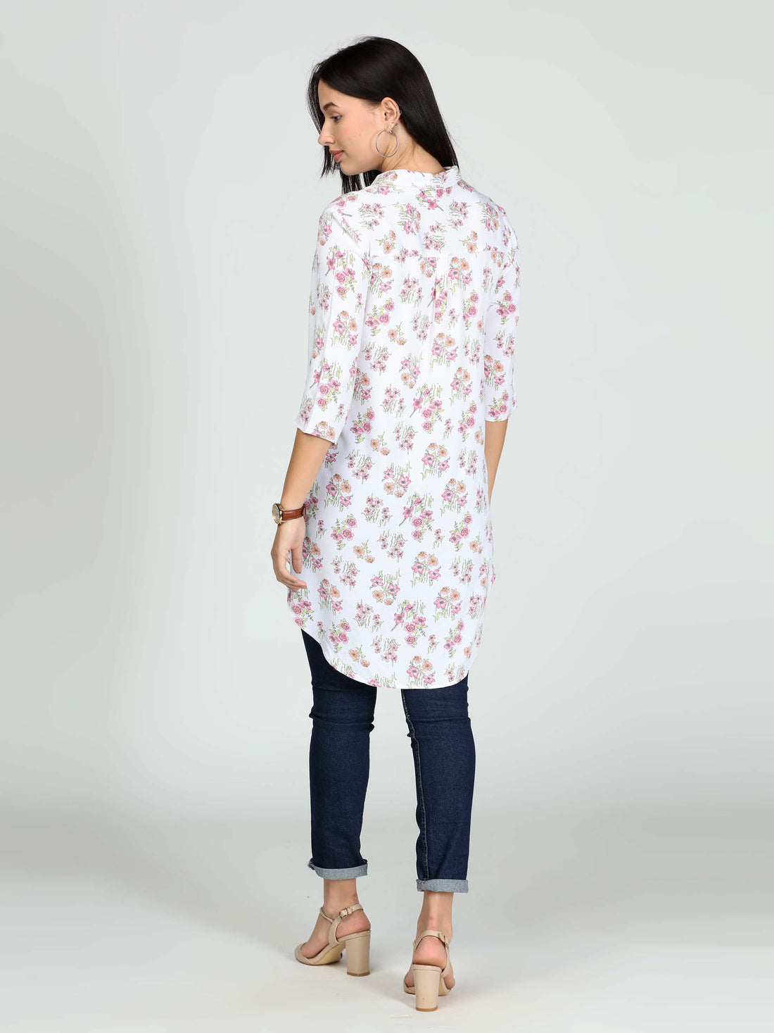 White Floral Tunic