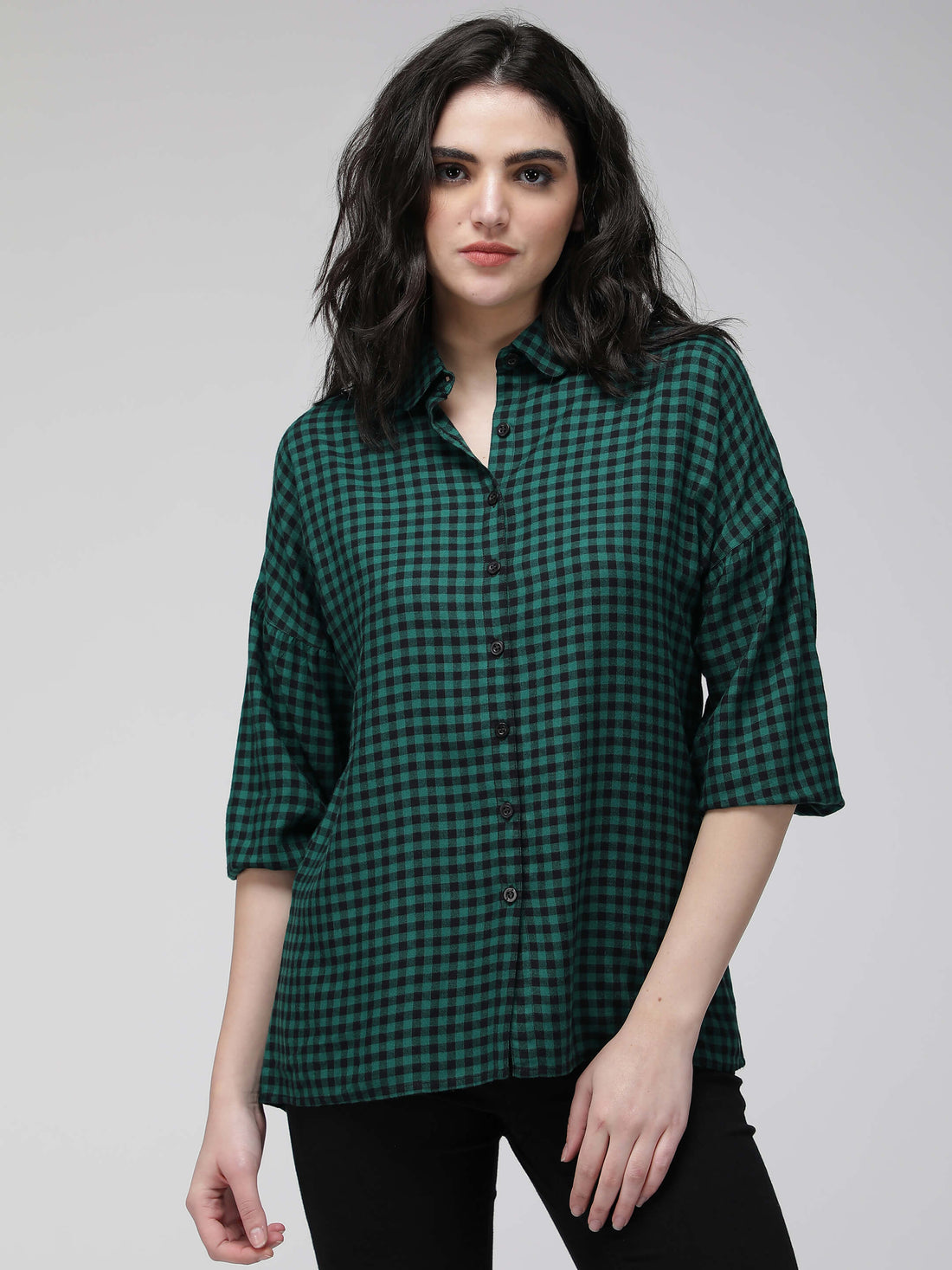 green oversized shirt