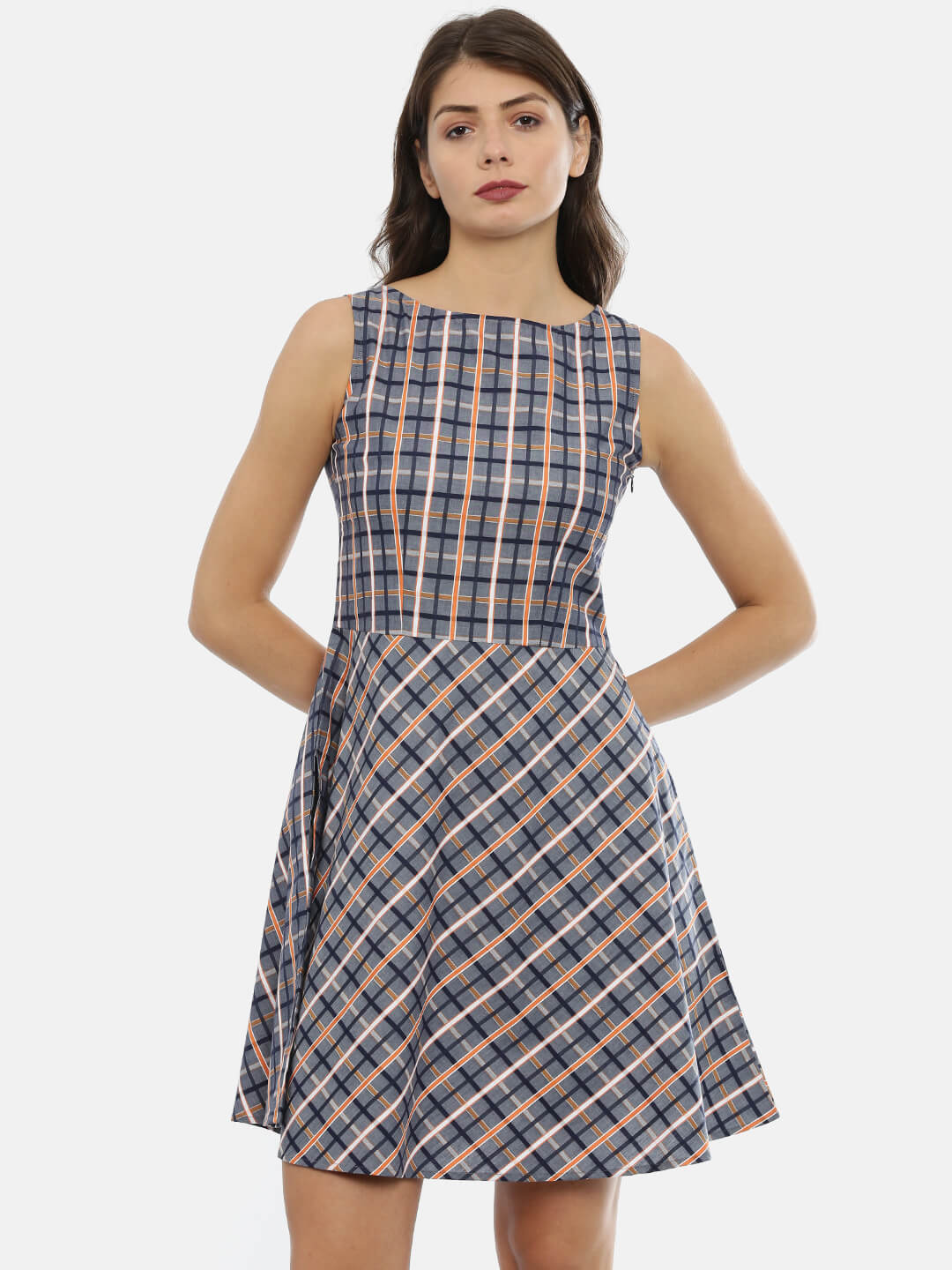 Sleeveless Checkered Dress