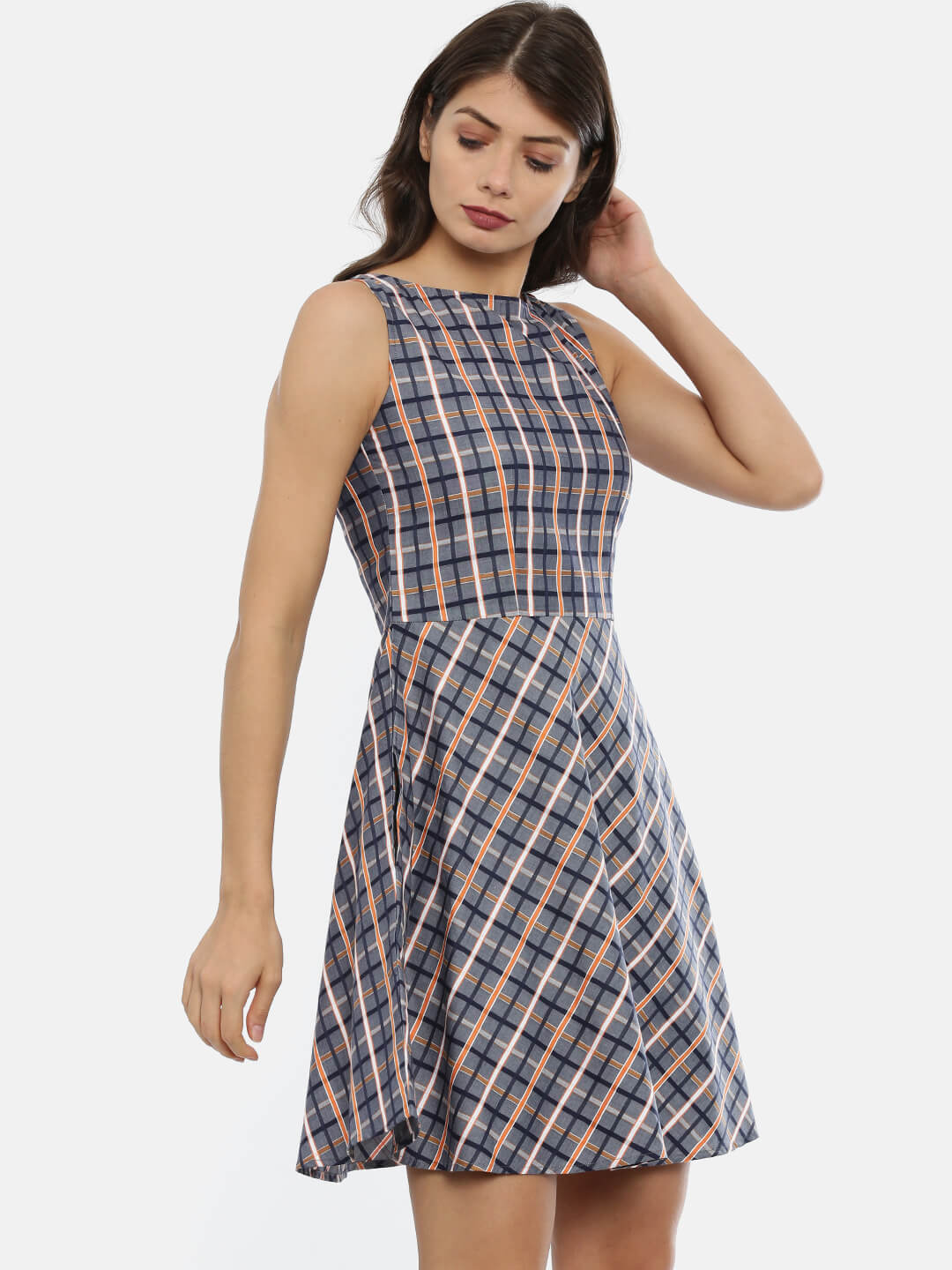Sleeveless Checkered Dress