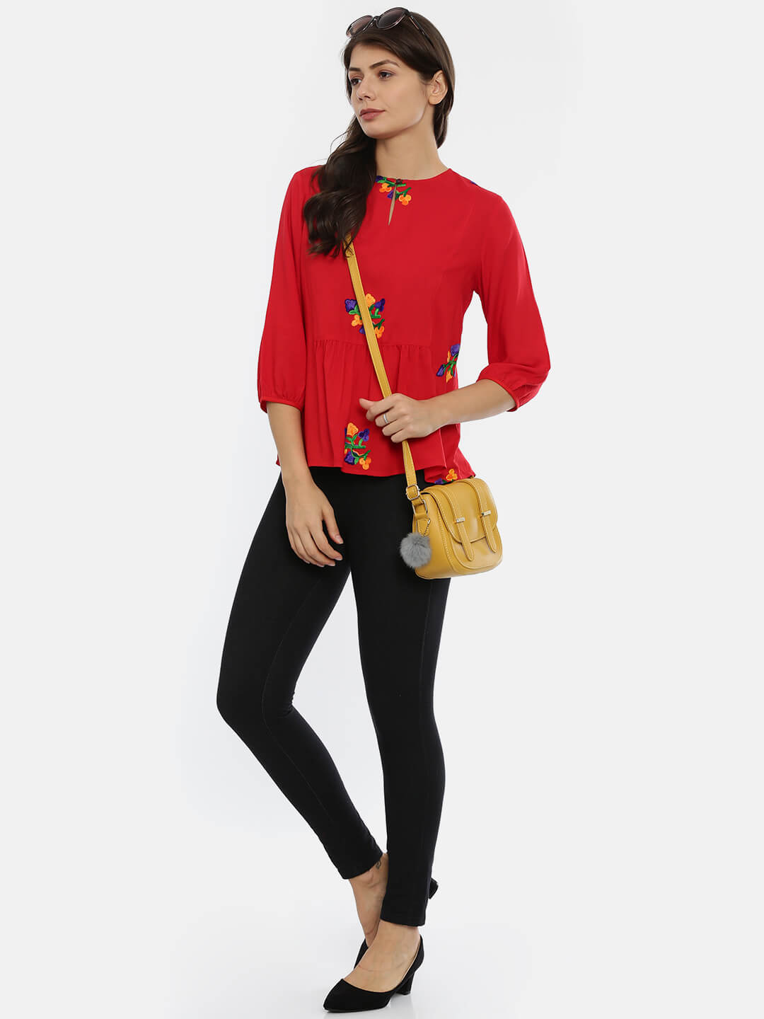 Red Embroidered Top